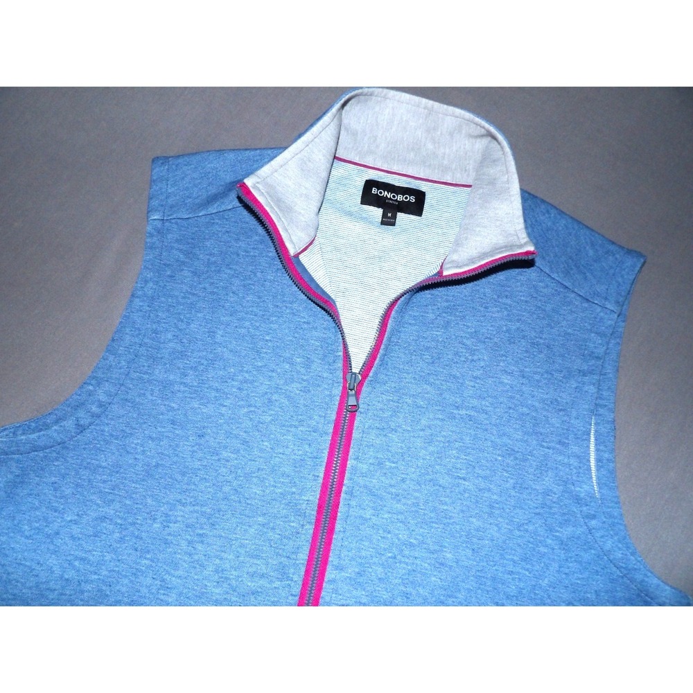 BONOBOS Light Blue Stretch Full Zip-Up Golf Vest Jacket Men's Large